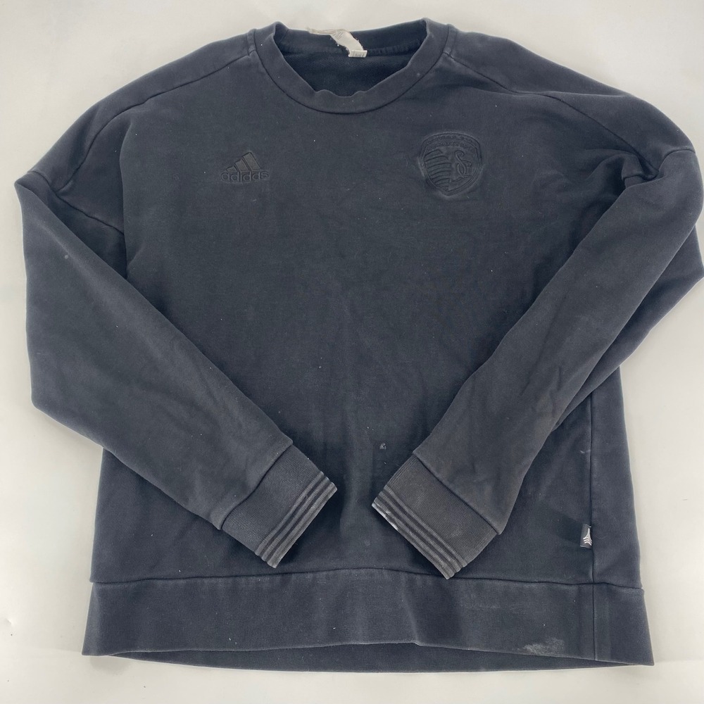 Adidas Black Crewneck Sweatshirt Men's Large Logo Athletic Casual